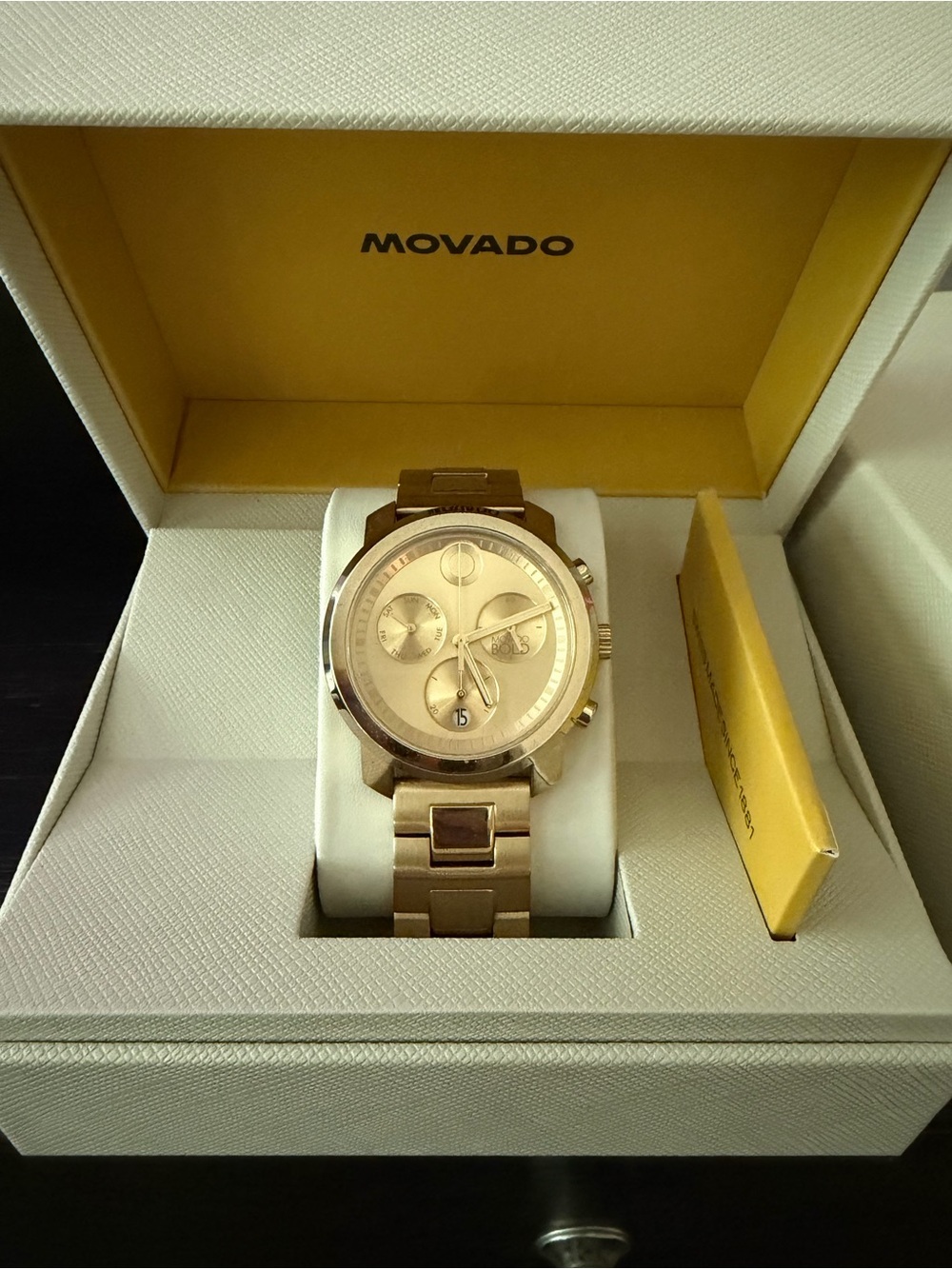 Movado Bold Gold-Tone Women's Chronograph Bracelet Watch 44m unisex men’s